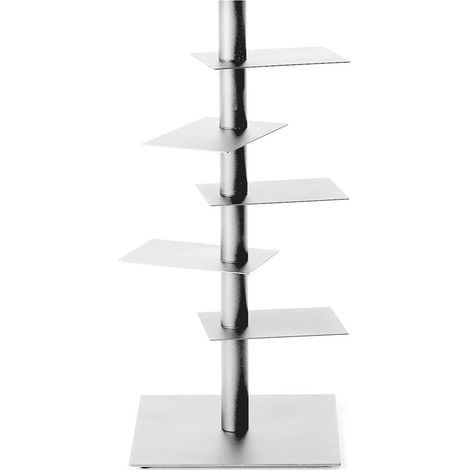 Nardo Grigio alluminio bucciato - h 95 cm libreria autoportante a colonna ripiani girevoli scaffali libri originale BBB Italia design Michele Franzina acciaio metallo salotto casa ufficio
