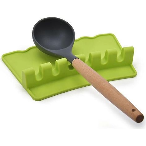 Repose-ustensiles en silicone avec coussinet anti-gouttes pour plusieurs ustensiles, résistant à la chaleur, sans BPA, repose-cuillère et porte-cuillère pour plaque de cuisson, porte-ustensiles de cui (1/5)