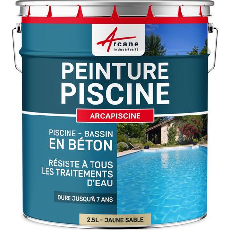 Arcane Industries – Peinture piscine imperméable 2.5 L – Jaune sable RAL 1002 – Pour béton et ciment – Durabilité jusqu'à 7 ans