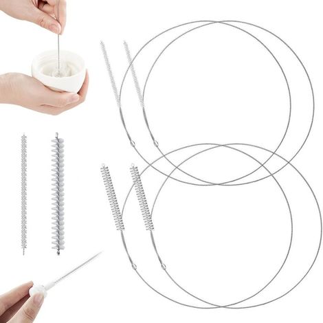 Set di 4 spazzole per la pulizia, lunghe 100 cm, con testine in nylon morbido da 12 mm e 6 mm (pollici), bianche