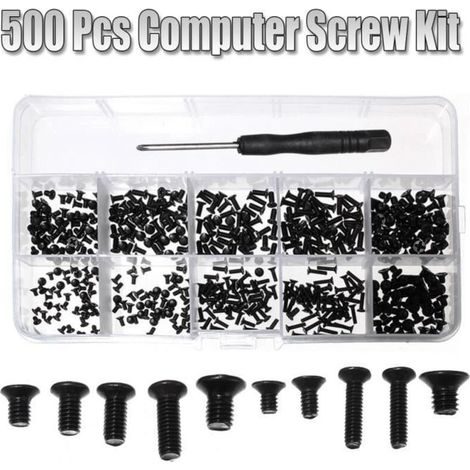 500 pcs Universal Screw Box Kit Laptop Steel Alloy For IBM HP Sony Dell Lenovo Samsung With Screwdriver (1/3)