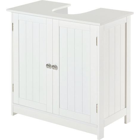 Meuble sous lavabo 2 portes étagère réglable anti-humidité blanc 60x30x60 cm