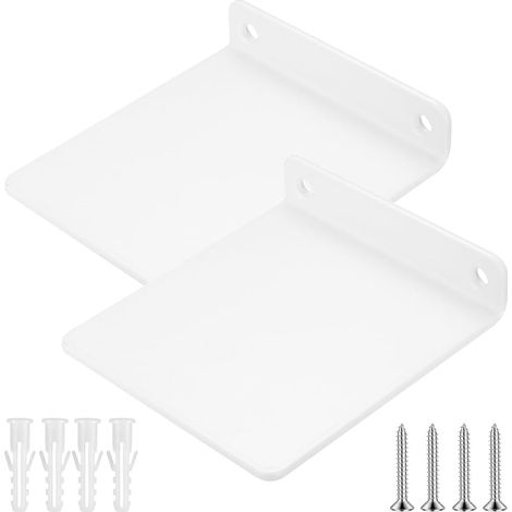 2 Pcs Petites Etagere Murale Blanche, Étagère Murale Blanche Murales, Tablette Étagère Flottante, Étagère Murales Suspendue pour Salle de Bain Chambre à Couche Cuisine Bureau, 11x10x2,3 cm (1/5)