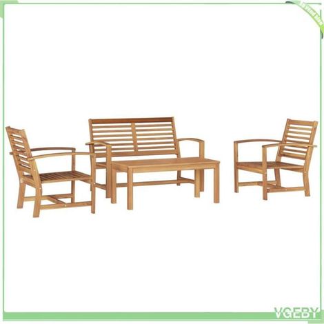 Ensemble canapé de jardin - FAFEICY - 3356852 - Bois de teck massif - Naturel - 4 places (1/5)