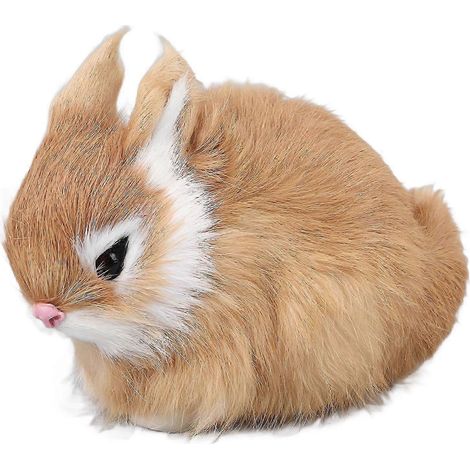 Lapin réaliste en peluche douce et mignonne, aux couleurs inaltérables, idéal pour la décoration d'enfants (jaune). (1/5)