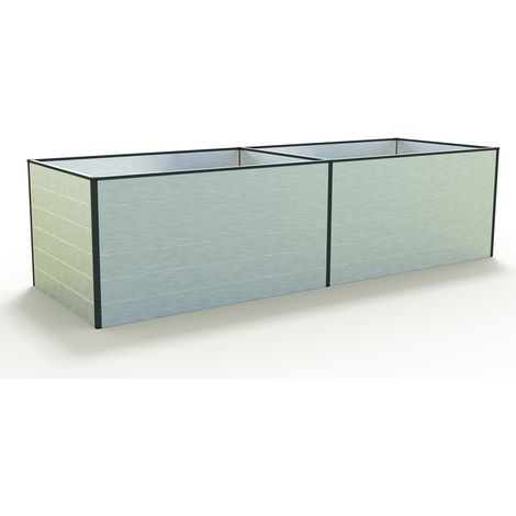 GFP Carré potager surélevé pour herbes et légumes Aluminium DANIELA - 297 x 99 x 77 cm - ALU-NATUR - indéformable et résistant aux intempéries avec profilés creux aluminium - Made in Autriche