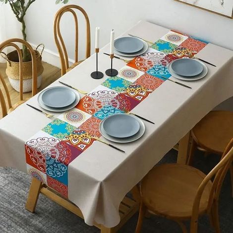 nappe enduite rectangulaire, nappe imperméable de table, 140 x 220cm pvc nappe, lavable entretien facile nappe, pour table à (1/4)