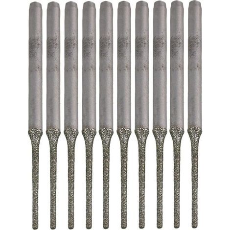 Extended Diamond Drill Bits, Set of 10 for Drilling Minerals, Beads, Agates, Jewelry and Silver – Silver Tip (1/5)