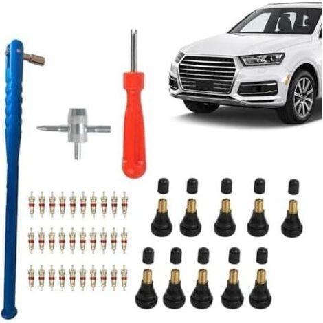 Outil de montage tige soupape - Kit d'extraction noyau roue, kit d'entretien pour pneus, voiture, atelier, camion, vélo SUV moto véhicule à moteur (1/5)