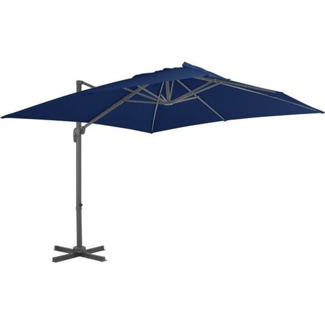 Parasol de jardin déporté avec mât en aluminium bleu ciel (1/5)