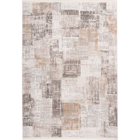 Tapis Vintage à Franges "Akropolis IV" Gris & Argent 80 x 150 cm (1/4)