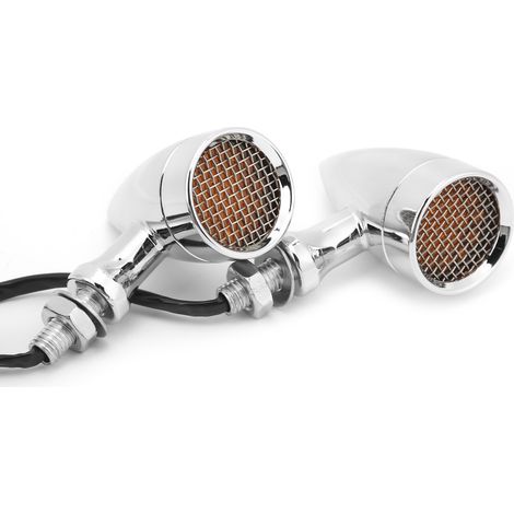 2pcs Clignotants LED Moto 12V 10mm Ambre Coque Chrome Universel (1/5)