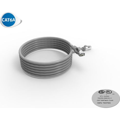 Cordon RJ45 CAT6A SFTP 100 Ohms LSOH, Couleur : gris, Longueur : 3m (2220)