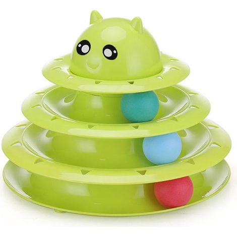 Jouet pour chat, plateau tournant à trois niveaux, tour pour chat, jouet pour animal de compagnie, fournitures pour chat, plateau de jeu interactif pour chat, jouets pour chat