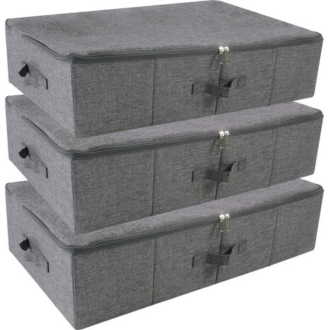 Unterbett-Aufbewahrungsboxen 3er Set, faltbar, mit Reißverschluss, 70x40x18cm, Grau (1/5)