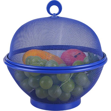 Grande corbeille à fruits en maille avec couvercle, anti-mouches, facile à nettoyer, compatible lave-vaisselle, avec couvercle. (1/5)