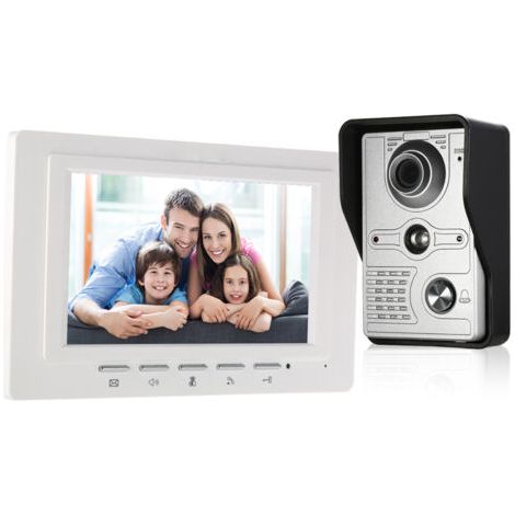 Eosnow Sonnette vidéo filaire d'intérieur 7 pouces, avec caméra extérieure étanche à la pluie IR-CUT, interphone visuel, audio bidirectionnel, déverrouillage à distance (1/5)