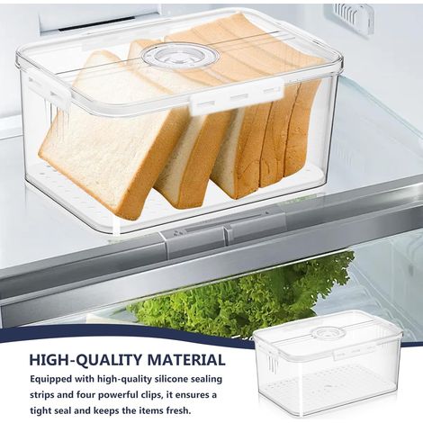 Contenitore per il pane, contenitore per alimenti in PET, timer, antiscivolo, con divisori per tutti i tipi di ingredienti da cucina, 32,5 x 17,5 x 11 cm, bianco (1/4)