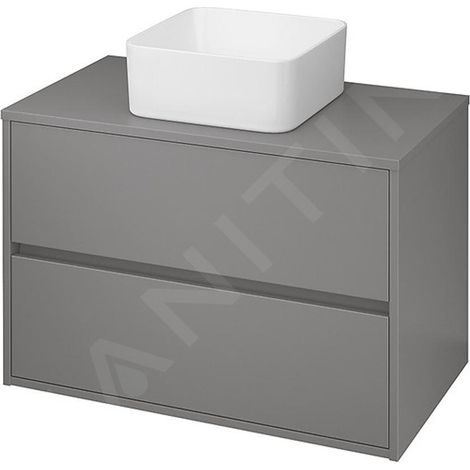 Cersanit Crea - Meuble-lavabo, 53x79x45 cm, 2 tiroirs, gris S924-018 (1/2)