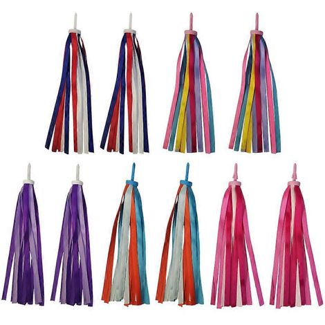 Lot de 5 paires de rubans amusants pour guidon de vélo enfant, poignées, pompons, rubans pour trottinette et porte-bébé-30X1cm