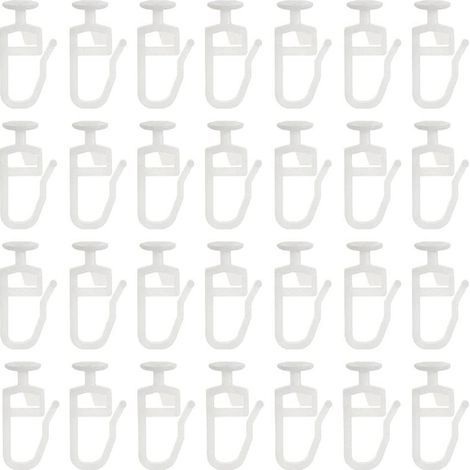 30 Pcs Crochet de Rideau Rail Glisseur Rail Rideau Poulie à Rideaux en Plastique Blanc pour Rideau de che Porte et Fenêtre (1/5)