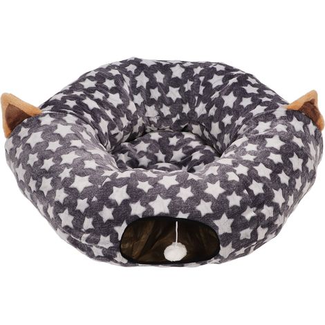 Grand tunnel de couchage long et épais pour animaux de compagnie et chats, avec texture croustillante, pliable, coussin/jouet (1/5)