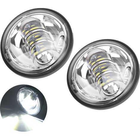 Paar universelle LED-Nebelscheinwerfer für Motorräder, seitliche Zusatzscheinwerfer, 4,5 Zoll, 60 W, 6500 K, wasserdicht, silberner Reflektor (1/5)