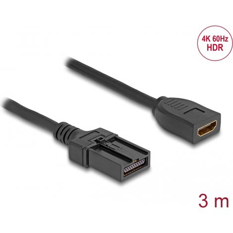 Delock Cable HDMI de automÃ³vil HDMI-A hembra a HDMI-E macho de 3 m 4K 60 Hz