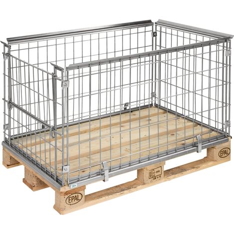 Kongamek Palettencontainer verzinkt 640mm hoch seitlich halb zu öffnen passend zu Europaletten 1200x800mm (1/4)