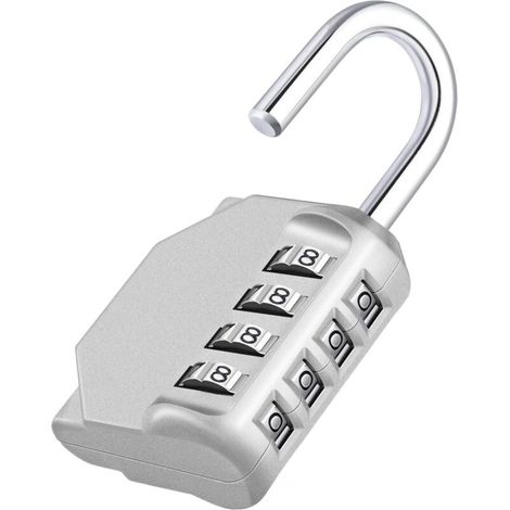 Cadenas à code extérieur argenté, cadenas à code pour casier, cadenas à 4 chiffres pour salle de sport, vestiaire, etc.