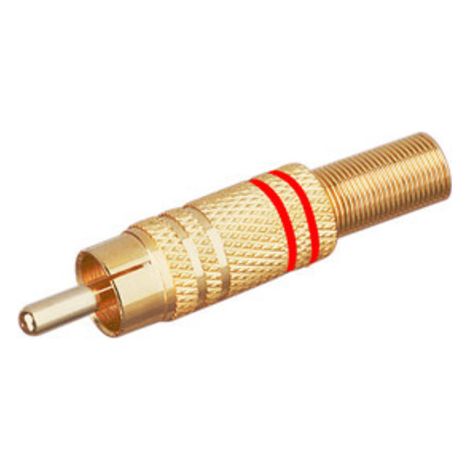 Vergoldeter Metall-Cinch-Stecker mit roten Ringen