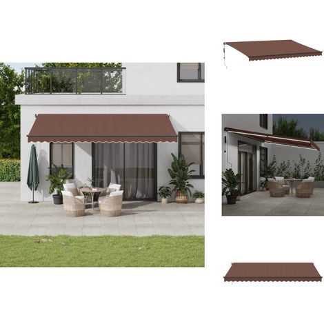 Auvent rétractable automatique avec LED marron 500x300 cm - Auvent Rétractable - Store Extérieur - Parasol - Abri Solaire - Éclairage LED (1/5)