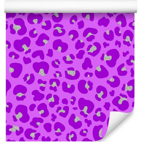 Papel pintado con estampado de piel de animal en tonos morados y lavanda, 50x1000 cm. (1/5)