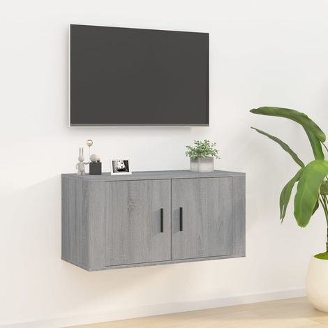 Mueble para TV de pared gris 80x34,5x40 cm