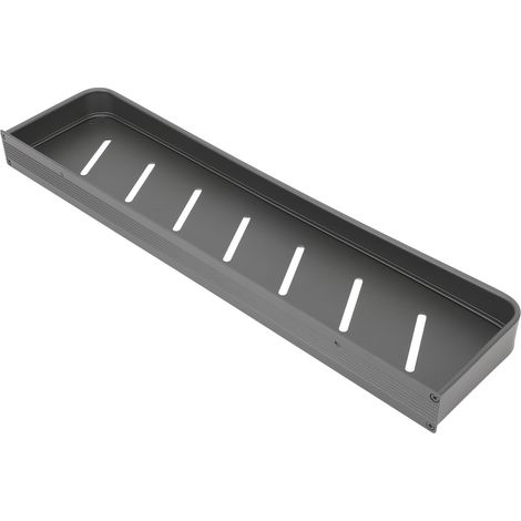 Étagère de douche en aluminium lisse et antirouille, de couleur noire simple et robuste, avec 5 crochets, également adaptée à la cuisine et à la buanderie, 50 cm (19,7 pouces) (1/5)