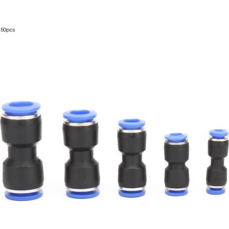 50 pièces raccords droits pneumatiques rapides en plastique PU-4 à PU-12 pour air comprimé (1/5)