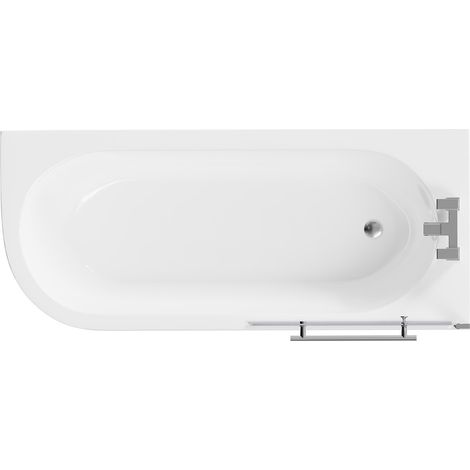 Arc 1700mm x 750mm Right Hand Curved Shower Bath with Towel Rail Bath Screen and Front Bath Panel (1/5)