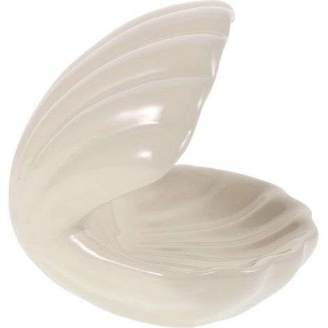 Plateau à Bijoux en Céramique Forme de Coquillage Blanc, Porte-bagues Décoratif, Vide-poches de Chambre, Accessoire Rangement pour Bijoux et Colliers, Petite Assiette Décorative (1/5)