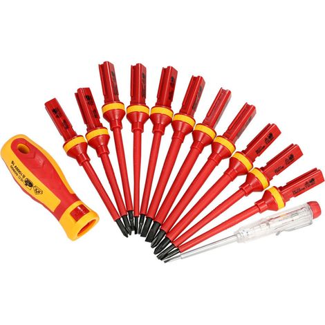 Kit de 13 tournevis isolés pour électricien, 1000 V, pour la réparation électrique. (1/5)