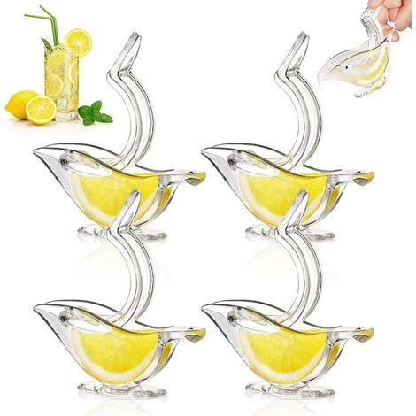 Presse-citron — Presse-agrumes manuel Ensemble de table et de service en acrylique transparent (Lot de 4 pièces — Blanc) (1/5)