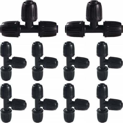VooGenzek 10 Stück 16mm Tropfbewässerungs-Fittings, Schlauchverbinder mit Widerhaken, Bewässerungsschlauchverbinder, Tropfbewässerungsverbinder, für Garten, Rasen (Schwarz) (1/5)