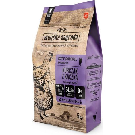 Wiejska Zagroda comida seca para gatos Pollo y pato 5kg