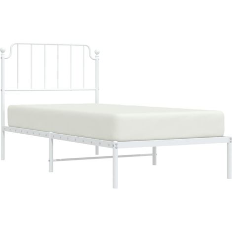 Cadre de lit métal sans matelas avec tête de lit blanc 90x200cm vidaXL (1/5)