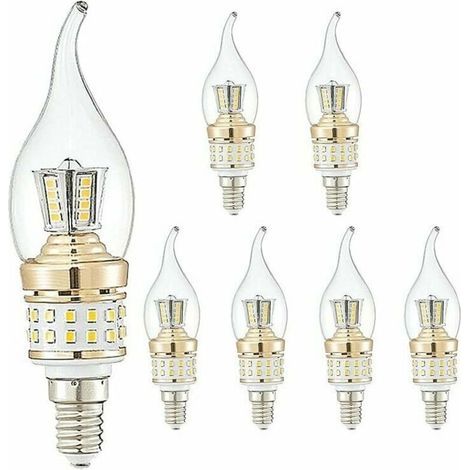 Lampadine LED a candela E14 da 10W, piccole lampadine a candelabro a vite, non dimmerabili, luce bianca fredda 6000K, lampade vintage a risparmio energetico (equivalenti a 90W), confezione da 6 (1/5)