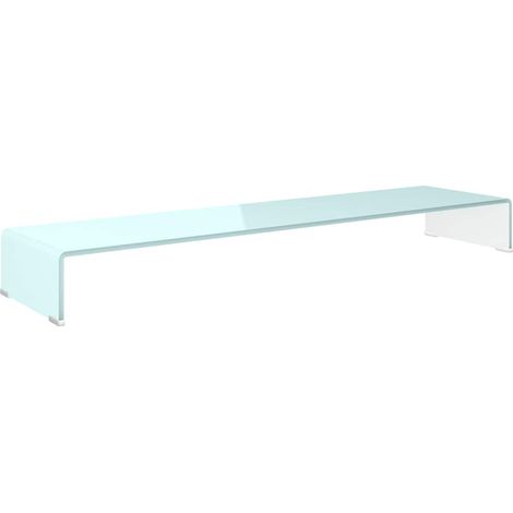 Meuble TV Support pour moniteur, Étagère TV, Meuble de Salon, 120 x 30 x 13 cm Verre Blanc OIB9031E (1/5)