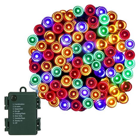 LED-Lichterkette 5,5 m batteriebetrieben 50 LEDs 8 Modi buntes Licht