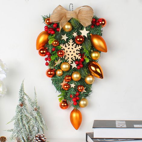 Guirlande De Noël - Guirlande En Rotin Avec Flocons De Neige - Décoration Murale Pour Fenêtre Ou Porte Intérieure Extérieure - 50 X 30 X 8 Cm - 1 Pièce (1/5)