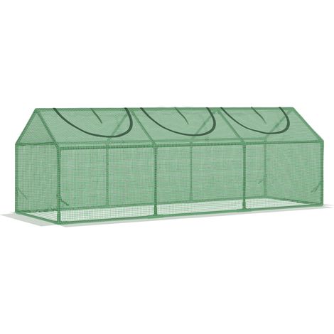 Mini serre de jardin 180 x 60 x 60 cm 3 fenêtres acier thermolaqué PE vert (1/5)