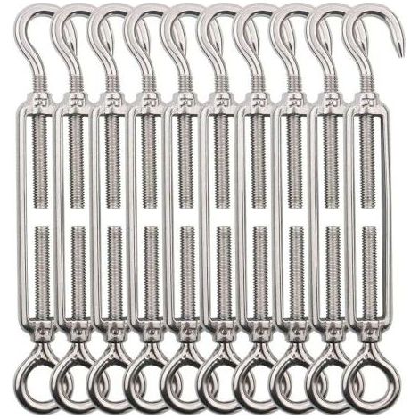 10 Stück Edelstahl-Kabelspanner mit M5-Haken und Öse, Edelstahl 304, für die Befestigung von Kletterpflanzen im Außenbereich – 10 Stück OC (1/5)
