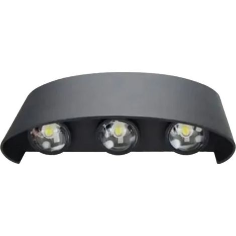Lampada da parete a LED per esterni, 6 Led, apparecchi di alluminio impermeabile luce giardino, portico, 6W AC100‑260V nero (1/5)